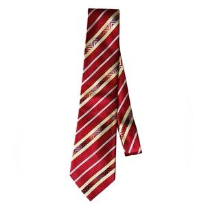 5/$25 Belisi 100% silk handmadee gorgeous Christmas tie in red, gold and silver